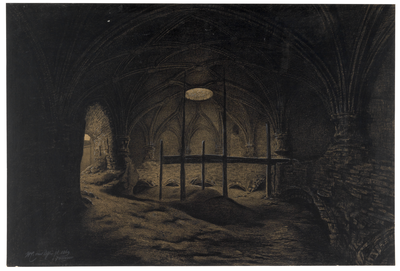 28650 Gezicht in het zuidwestelijke bastion van kasteel Vredenburg te Utrecht uit het westen.